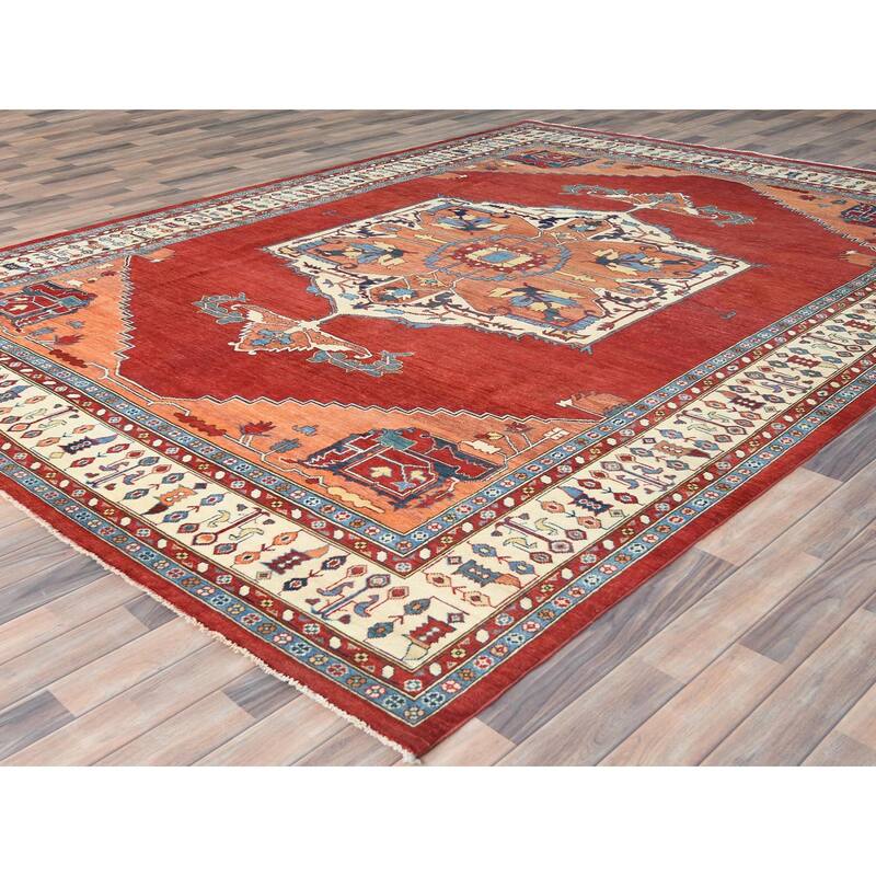 Shahbanu Rugs Rich Red Afghan Peshawar Serapi Heriz Design Natural Dyes